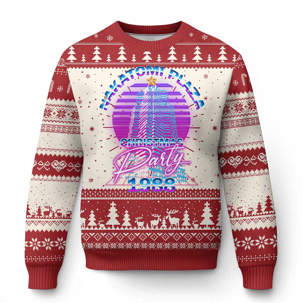 Nakatomi Plaza Christmas Party 1988 Vaporwave Ugly Christmas Sweater - Wonder Print Shop