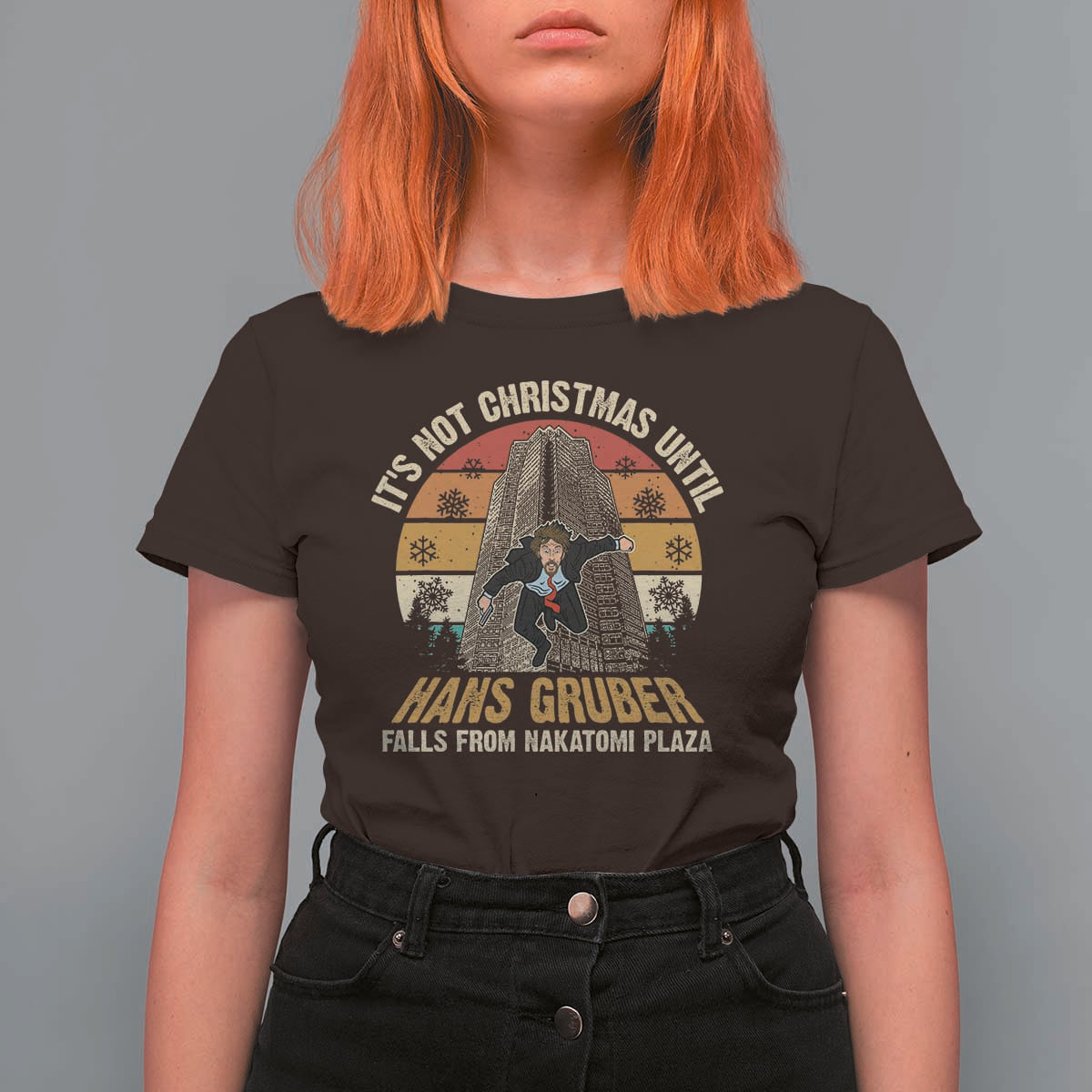 Funny Nakatomi Plaza T Shirt For Women It's Not Christmas Until Hans Gruber Falls - Wonder Print Shop