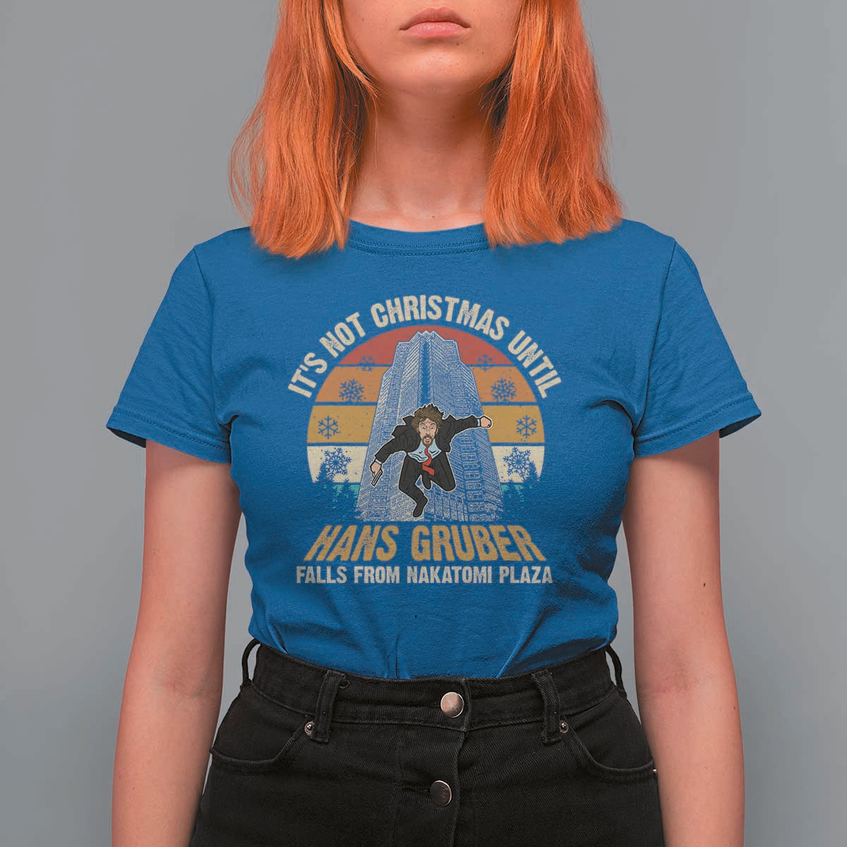 Funny Nakatomi Plaza T Shirt For Women It's Not Christmas Until Hans Gruber Falls - Wonder Print Shop