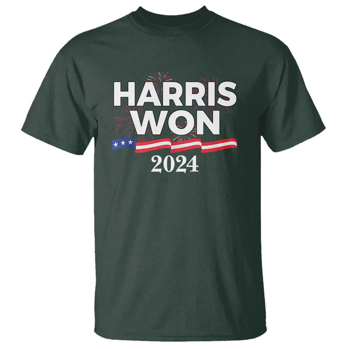 Harris Won 2024 T Shirt US President American Firework Patriotic - Wonder Print Shop