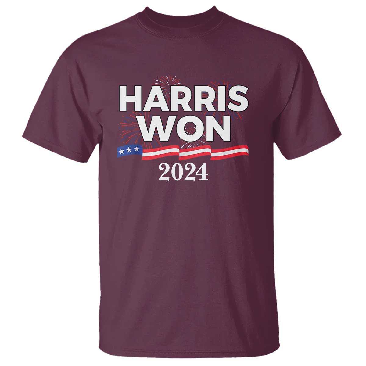 Harris Won 2024 T Shirt US President American Firework Patriotic - Wonder Print Shop