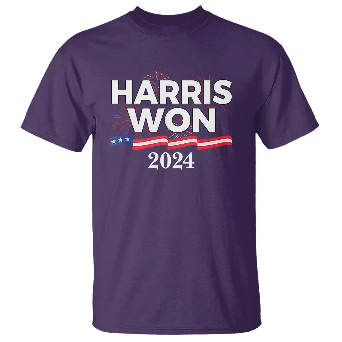 Harris Won 2024 T Shirt US President American Firework Patriotic - Wonder Print Shop