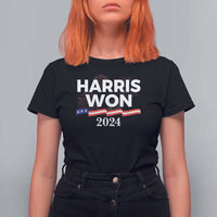Harris Won 2024 T Shirt For Women US President American Firework Patriotic - Wonder Print Shop