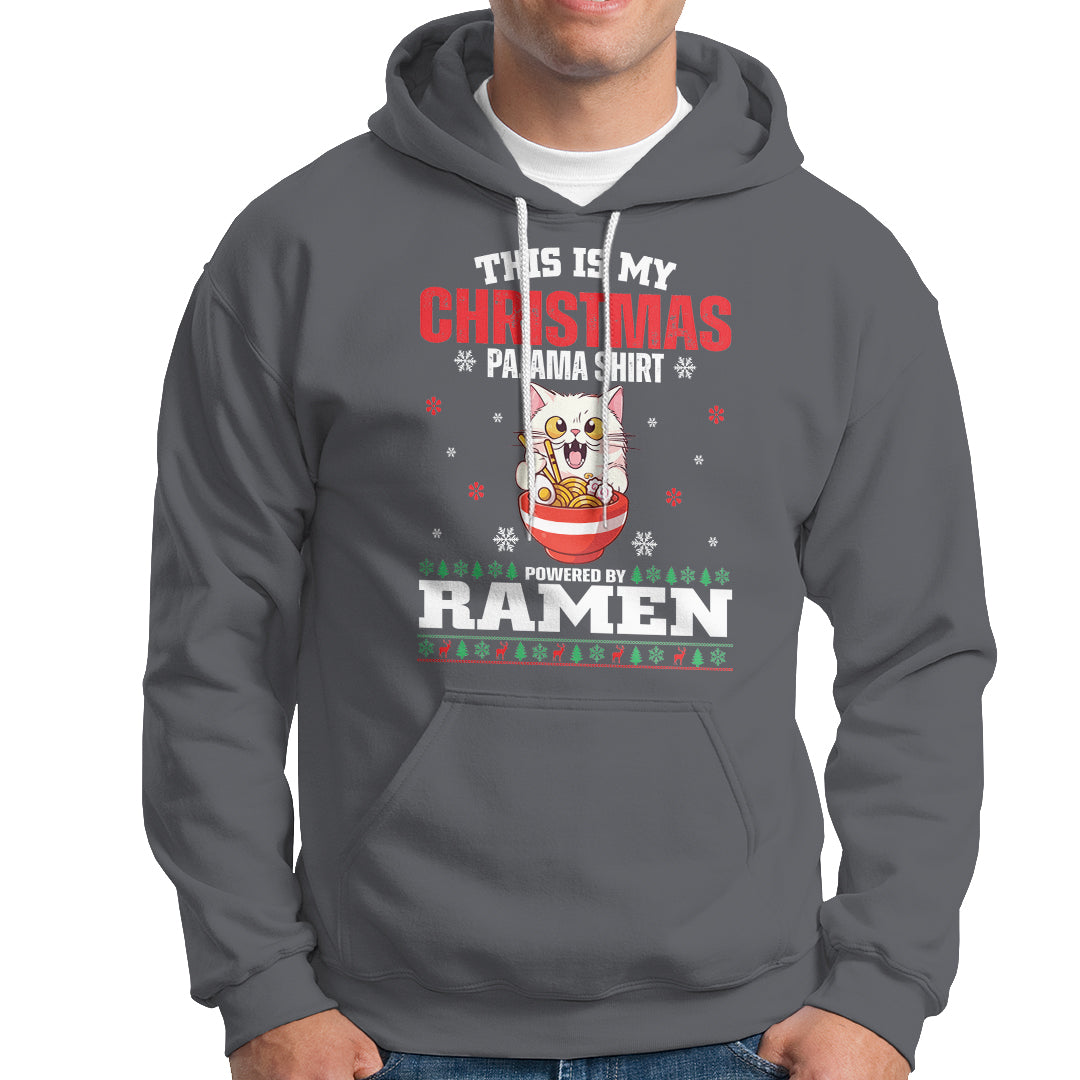 Kawaii Cat Powered By Ramen Christmas Japanese Noodle Hoodie - Wonder Print Shop