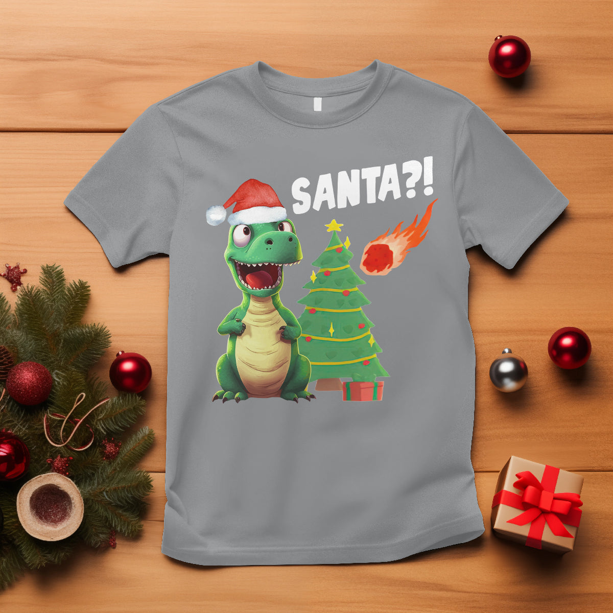 Funny Dinosaurs Extinction Santa Ugly Christmas T Shirt - Wonder Print Shop
