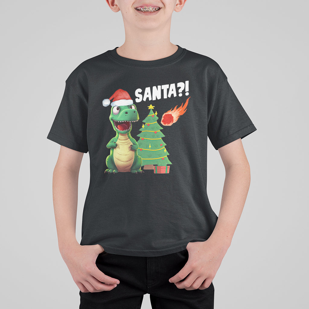 Funny Dinosaurs Extinction Santa Ugly Christmas T Shirt For Kid - Wonder Print Shop