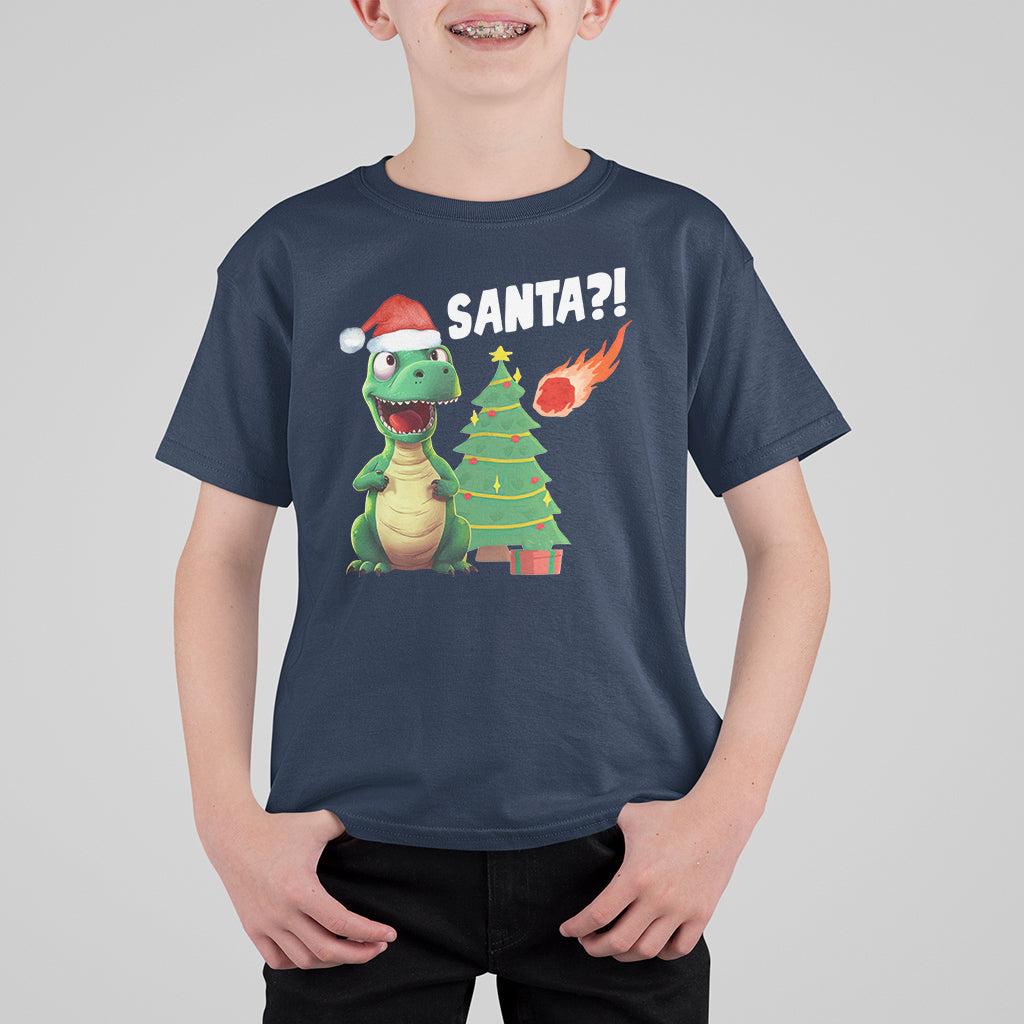 Funny Dinosaurs Extinction Santa Ugly Christmas T Shirt For Kid - Wonder Print Shop