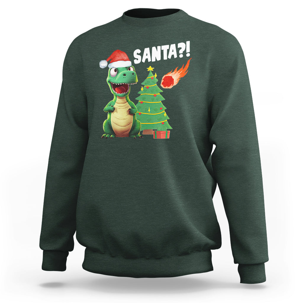 Funny Dinosaurs Extinction Santa Ugly Christmas Sweatshirt - Wonder Print Shop