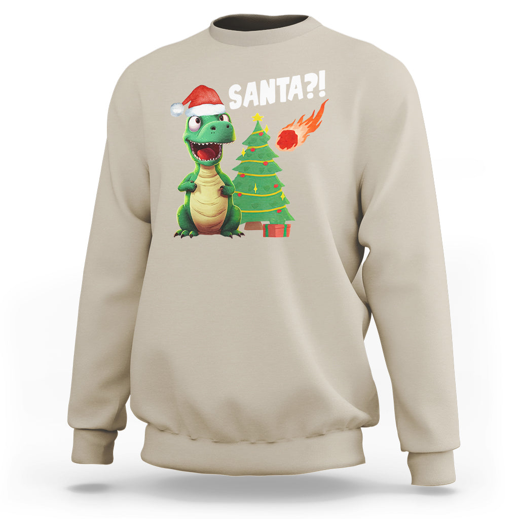 Funny Dinosaurs Extinction Santa Ugly Christmas Sweatshirt - Wonder Print Shop