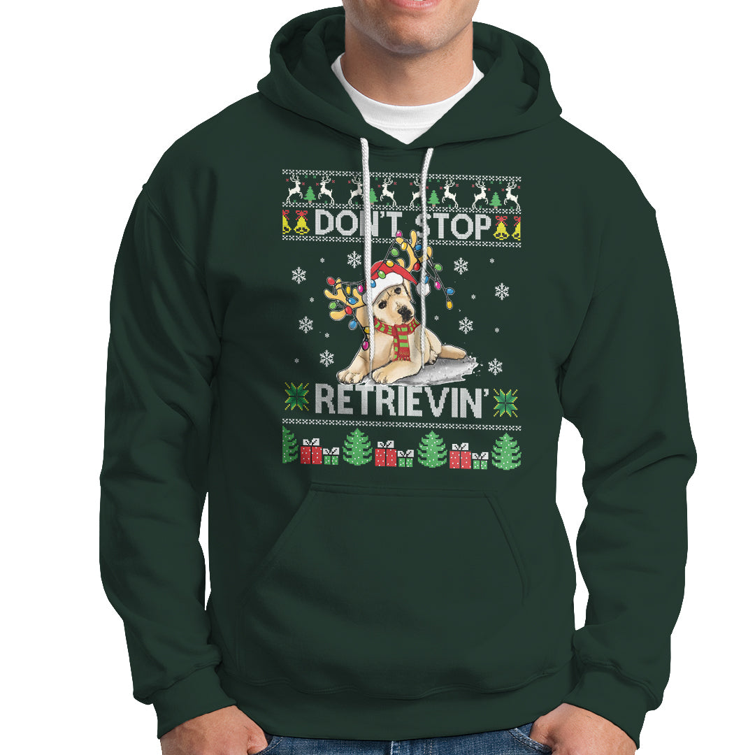 Don't Stop Retrievin Golden Retriever Ugly Christmas Hoodie - Wonder Print Shop