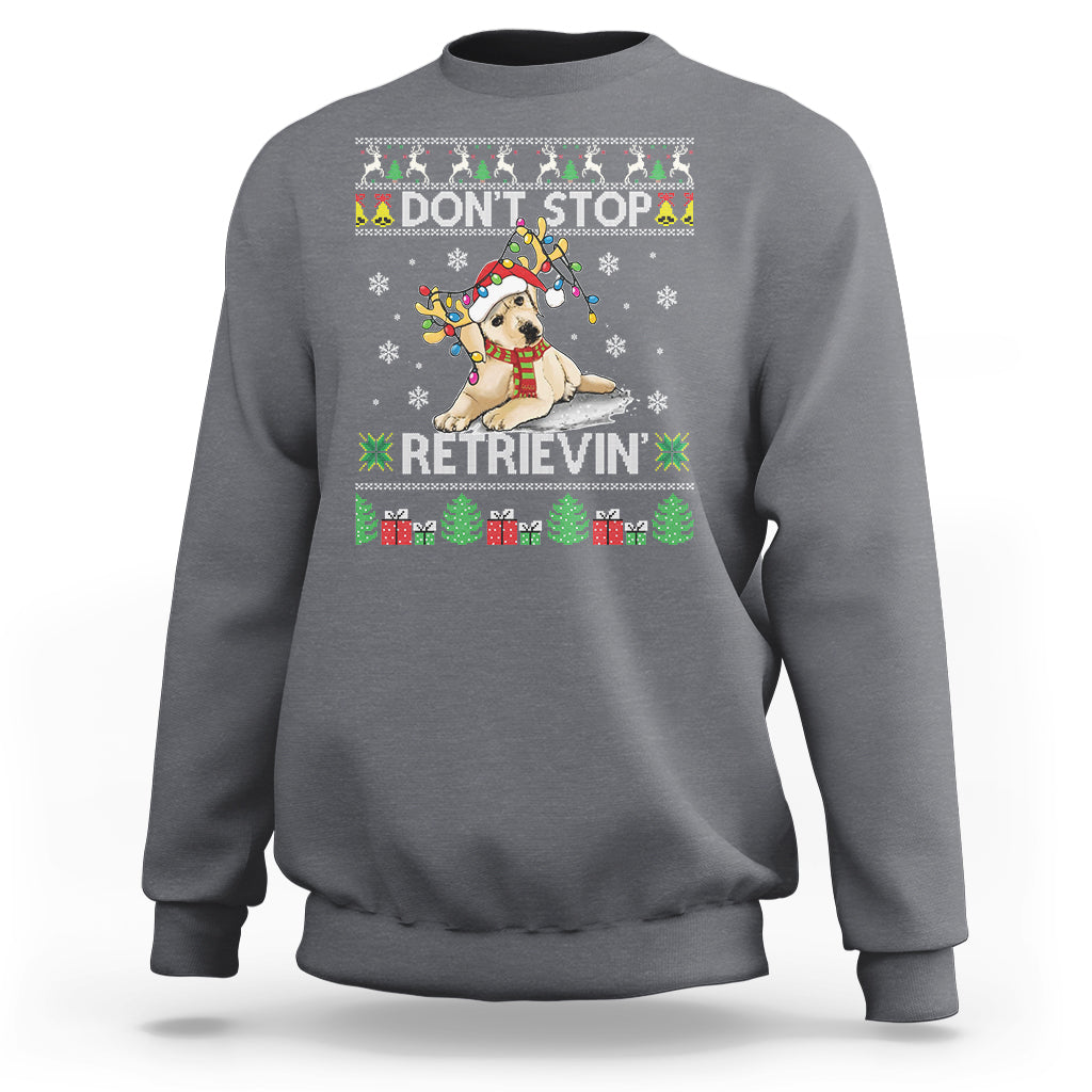 Don't Stop Retrievin Golden Retriever Ugly Christmas Sweatshirt - Wonder Print Shop