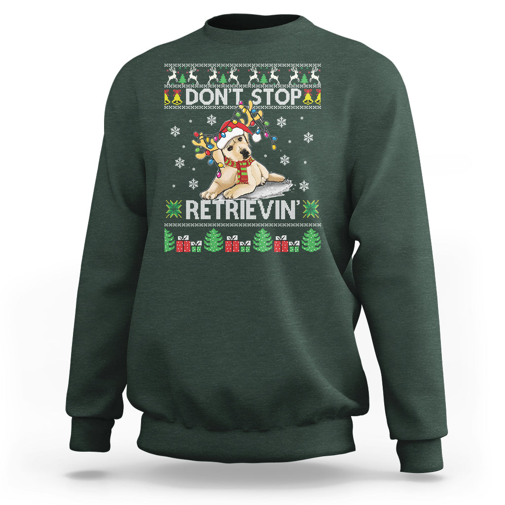 Don't Stop Retrievin Golden Retriever Ugly Christmas Sweatshirt - Wonder Print Shop