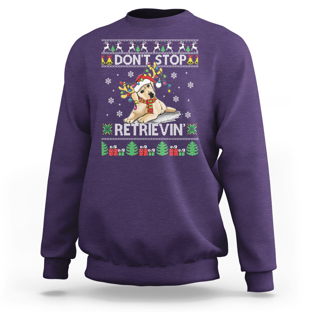 Don't Stop Retrievin Golden Retriever Ugly Christmas Sweatshirt - Wonder Print Shop