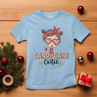 Candy Cane Cutie Christmas Cute Girl Kid Messy Bun T Shirt - Wonder Print Shop