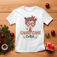 Candy Cane Cutie Christmas Cute Girl Kid Messy Bun T Shirt - Wonder Print Shop