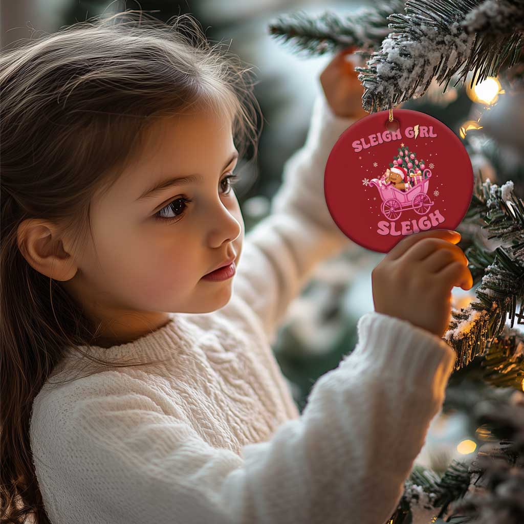 Groovy Gingerbread Sleigh Girl Sleigh Pink Xmas Christmas Ornament - Wonder Print Shop