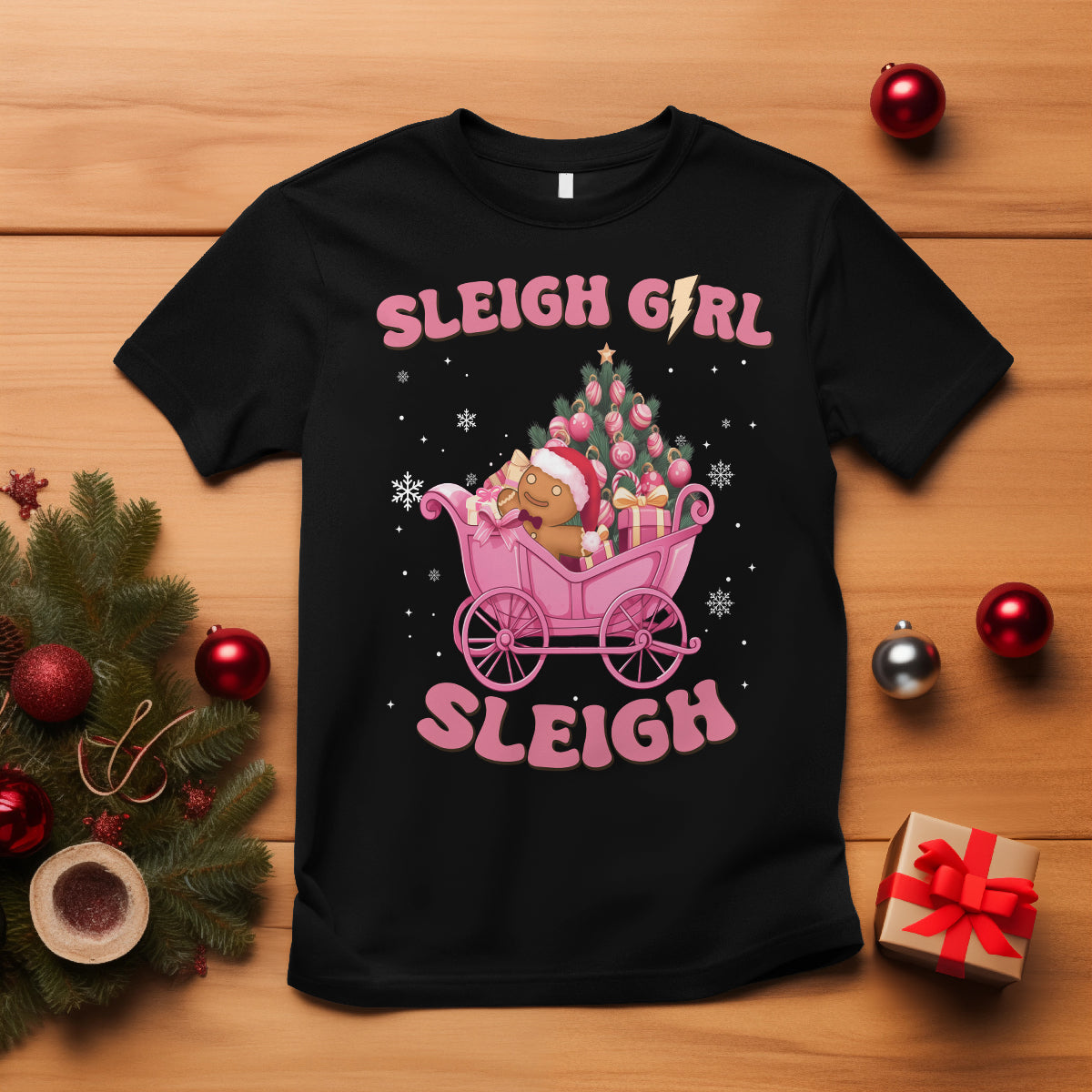 Sleigh Girl Sleigh Christmas Groovy Gingerbread Man Xmas Holidays T Shirt - Wonder Print Shop