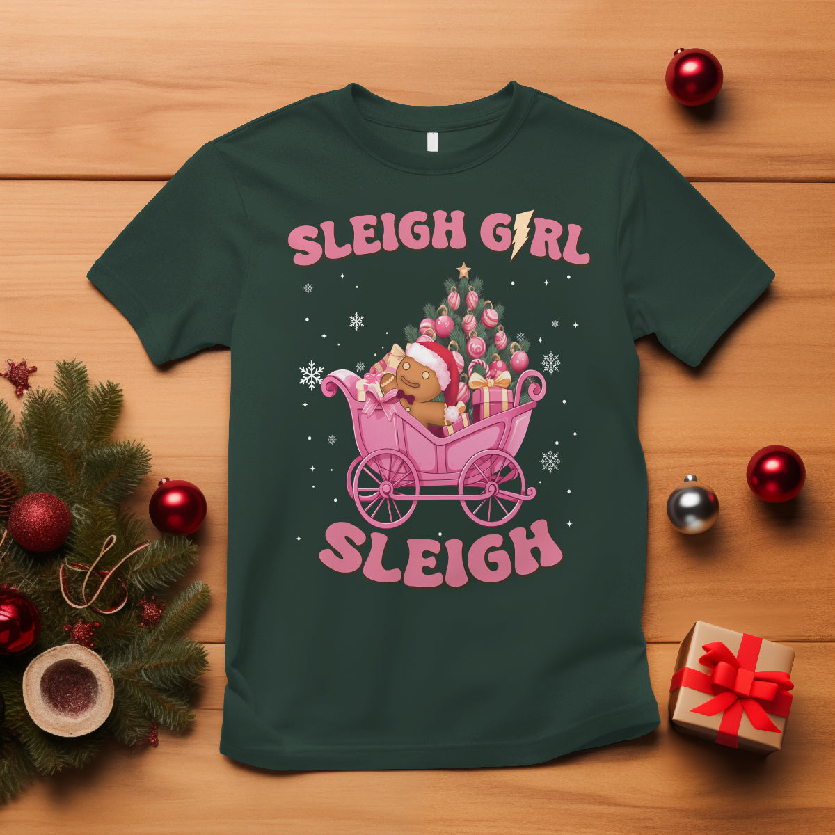 Sleigh Girl Sleigh Christmas Groovy Gingerbread Man Xmas Holidays T Shirt - Wonder Print Shop