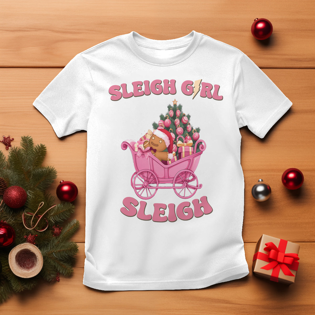 Sleigh Girl Sleigh Christmas Groovy Gingerbread Man Xmas Holidays T Shirt - Wonder Print Shop