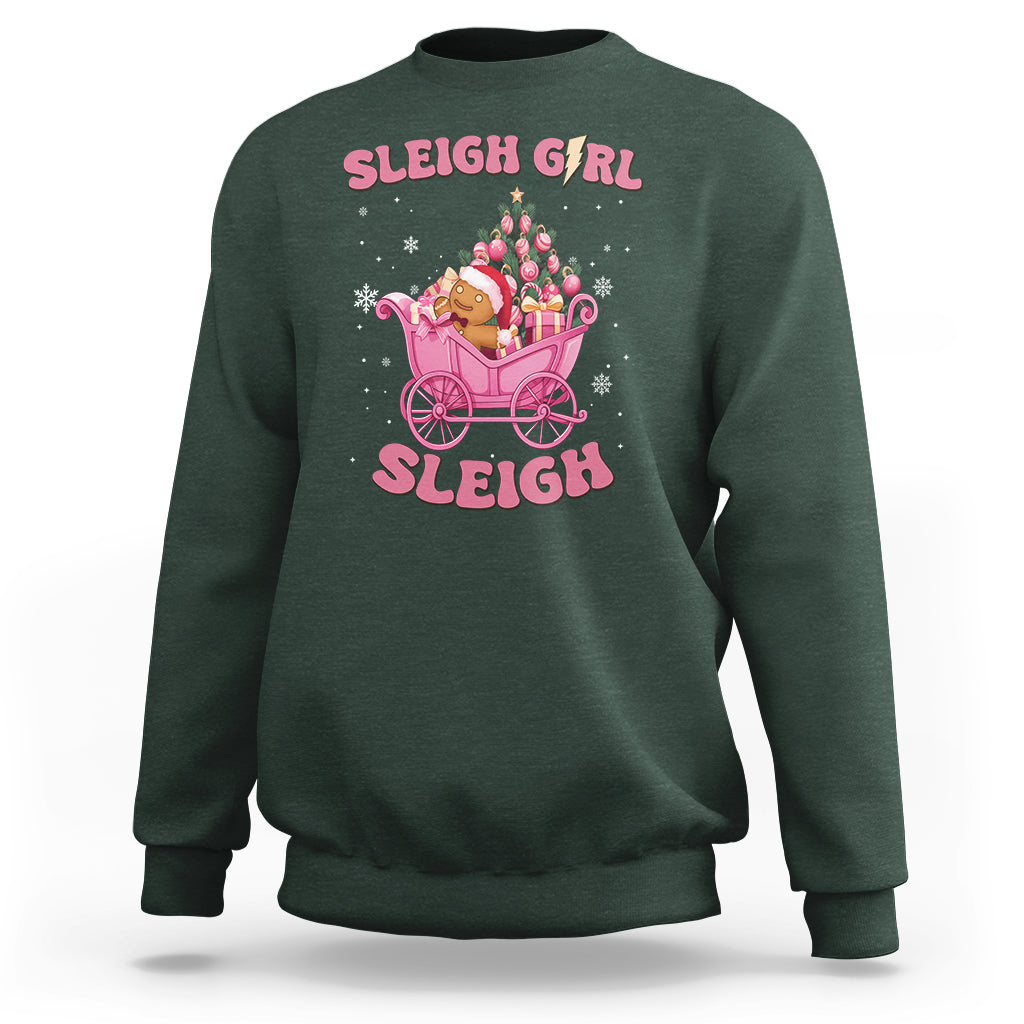Sleigh Girl Sleigh Christmas Groovy Gingerbread Man Xmas Holidays Sweatshirt - Wonder Print Shop