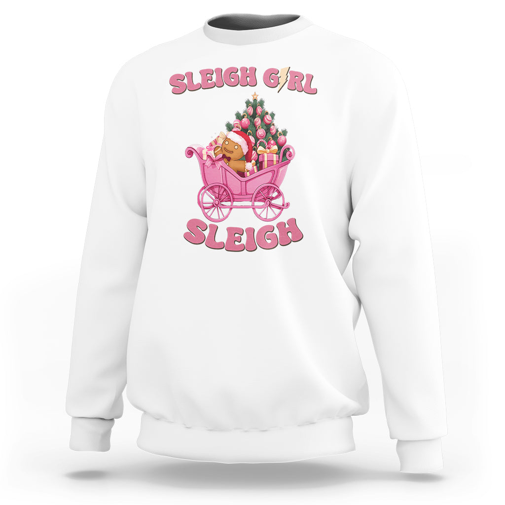 Sleigh Girl Sleigh Christmas Groovy Gingerbread Man Xmas Holidays Sweatshirt - Wonder Print Shop
