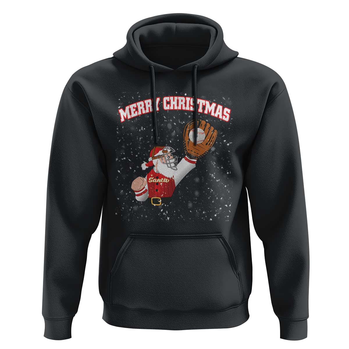 Christmas Baseball Hoodie Funny Santa Playing Baseball Merry Christmas