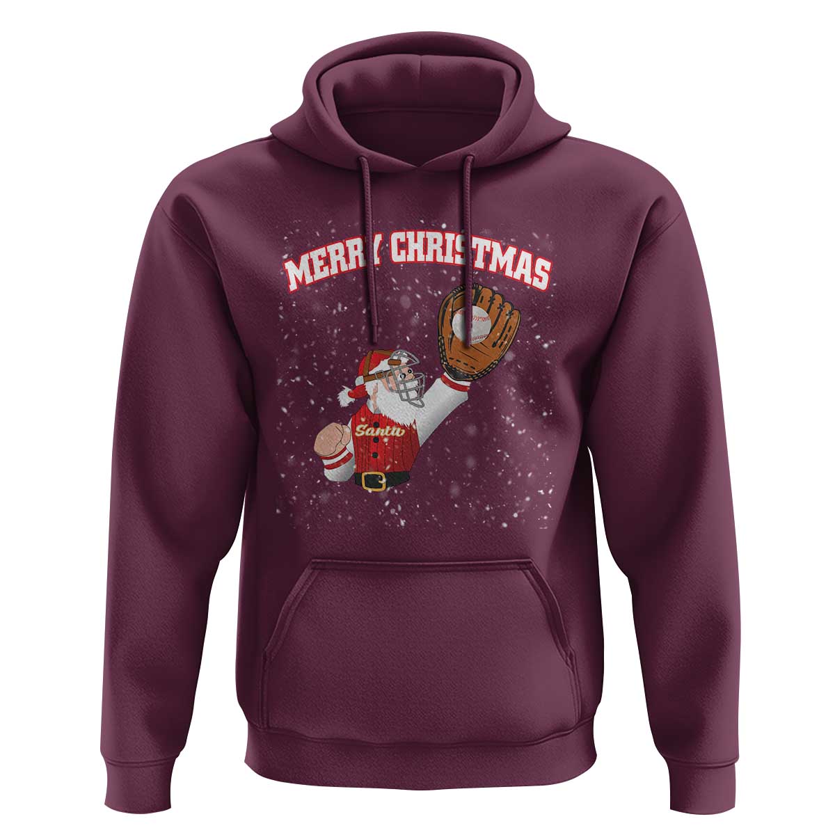 Christmas Baseball Hoodie Funny Santa Playing Baseball Merry Christmas