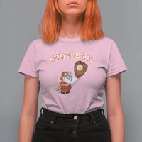 Christmas Baseball T Shirt For Women Funny Santa Playing Baseball Merry Christmas - Wonder Print Shop
