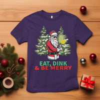 Christmas Sport T Shirt Eat Dink Be Merry Santa Claus Pickleball - Wonder Print Shop