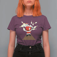 Christmas Bowling T Shirt For Women Funny Santa Playing Bowling Merry Christmas - Wonder Print Shop
