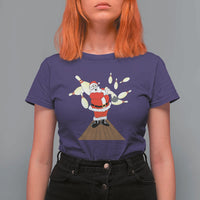 Christmas Bowling T Shirt For Women Funny Santa Playing Bowling Merry Christmas - Wonder Print Shop
