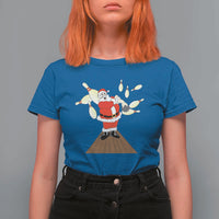 Christmas Bowling T Shirt For Women Funny Santa Playing Bowling Merry Christmas - Wonder Print Shop