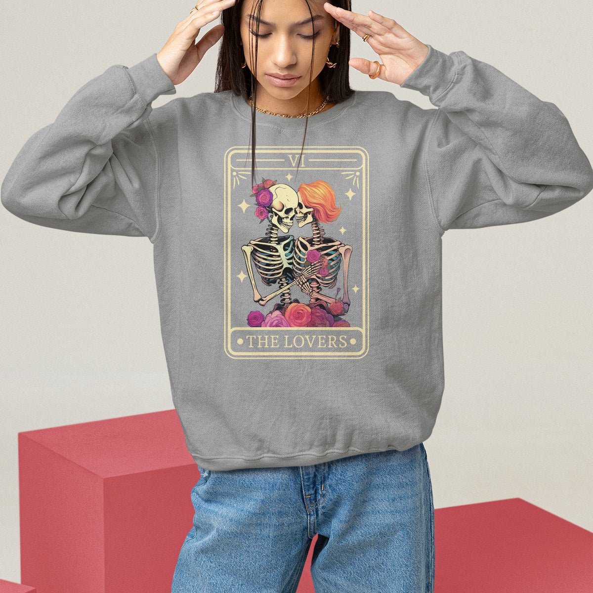 The Lovers Goth Tie Dye Kissing Lesbian Skeletons Sweatshirt - Wonder Print Shop