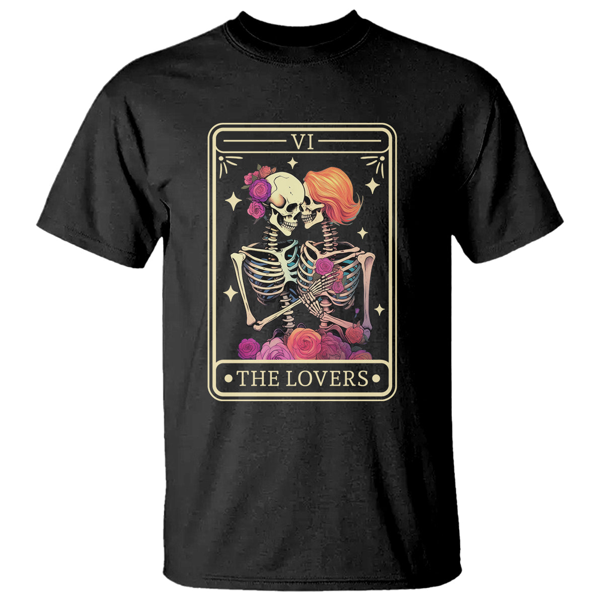 The Lovers Goth Tie Dye Kissing Lesbian Skeletons T Shirt - Wonder Print Shop