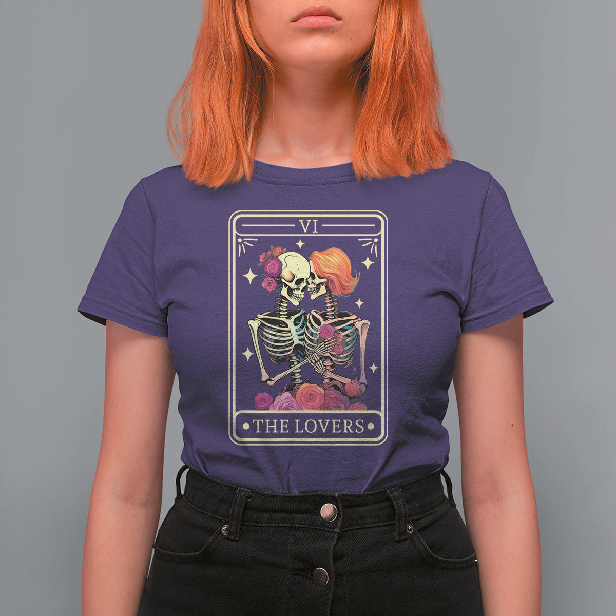 The Lovers Goth Tie Dye Kissing Lesbian Skeletons T Shirt For Women - Wonder Print Shop