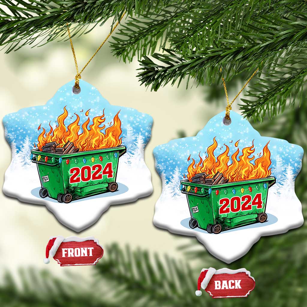 Funny Xmas Dumpster Fire 2024 Christmas Ornament - Wonder Print Shop