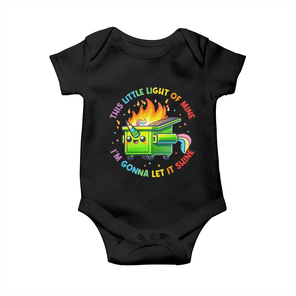 Funny Xmas Dumpster Fire Baby Onesie This Little Light Of Mine Unicorn Rainbow