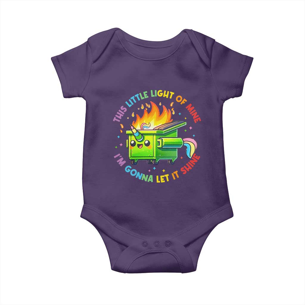 Funny Xmas Dumpster Fire Baby Onesie This Little Light Of Mine Unicorn Rainbow
