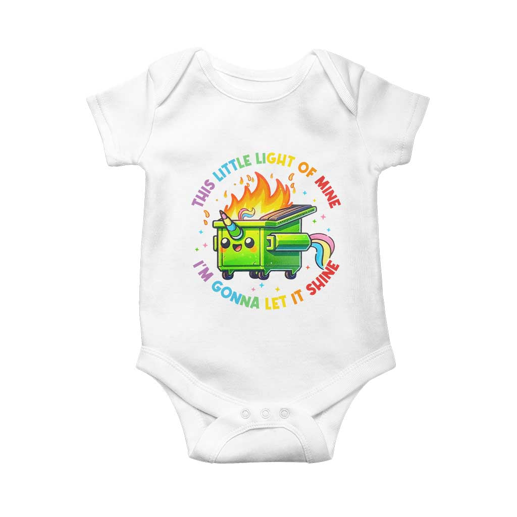 Funny Xmas Dumpster Fire Baby Onesie This Little Light Of Mine Unicorn Rainbow