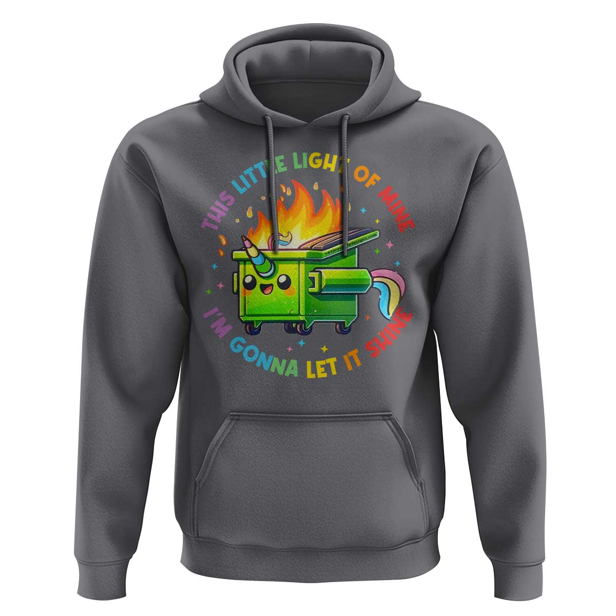 Funny Xmas Dumpster Fire Hoodie This Little Light Of Mine Unicorn Rainbow