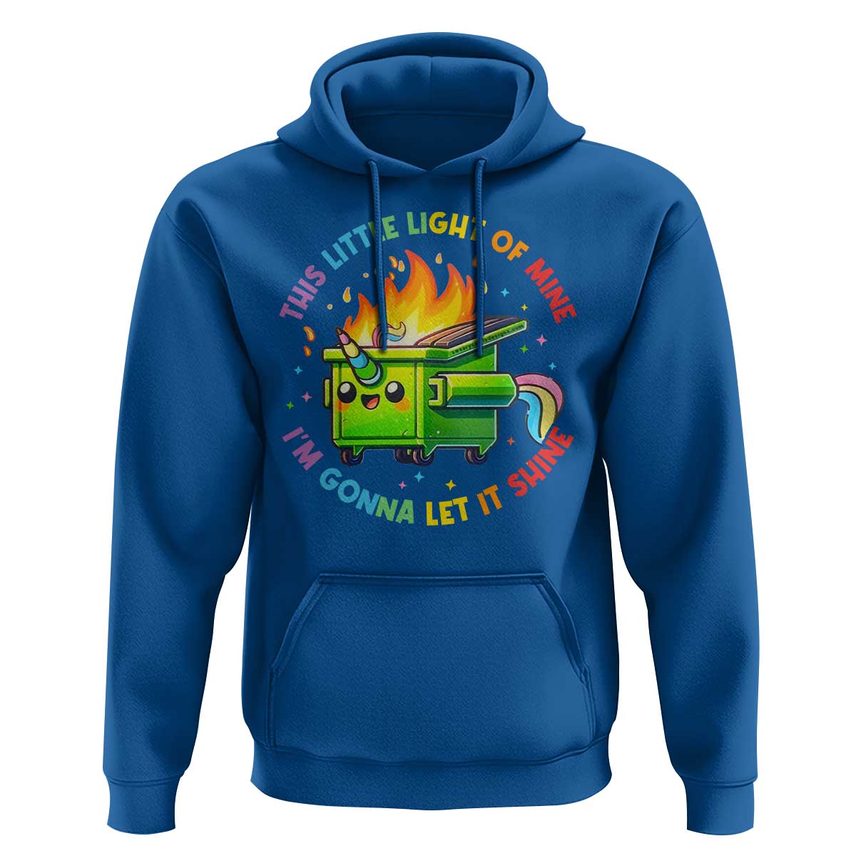 Funny Xmas Dumpster Fire Hoodie This Little Light Of Mine Unicorn Rainbow