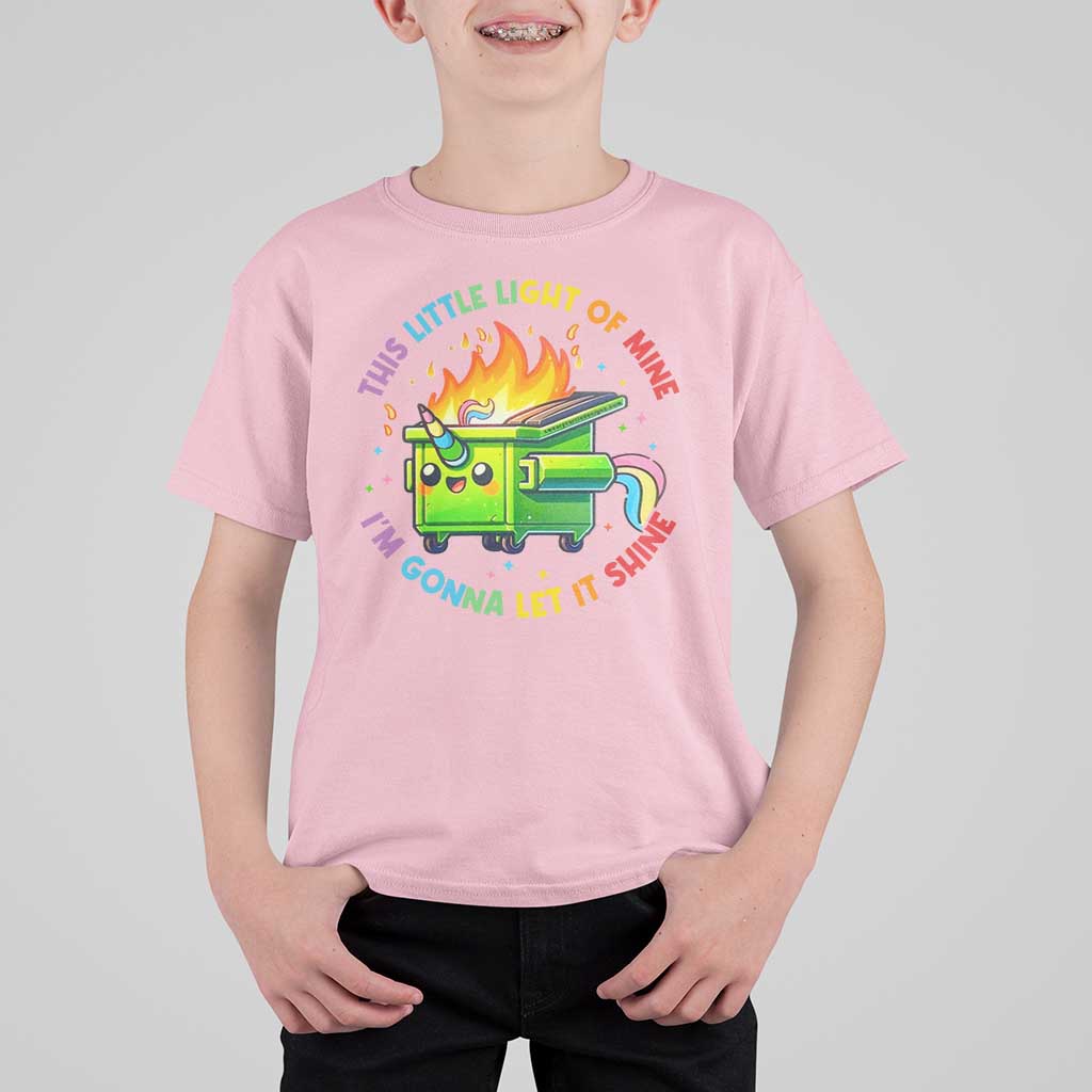 Funny Xmas Dumpster Fire T Shirt For Kid This Little Light Of Mine Unicorn Rainbow - Wonder Print Shop