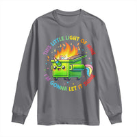 Funny Xmas Dumpster Fire Long Sleeve Shirt This Little Light Of Mine Unicorn Rainbow