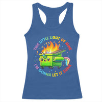 Funny Xmas Dumpster Fire Racerback Tank Top This Little Light Of Mine Unicorn Rainbow