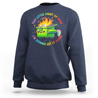 Funny Xmas Dumpster Fire Sweatshirt This Little Light Of Mine Unicorn Rainbow - Wonder Print Shop