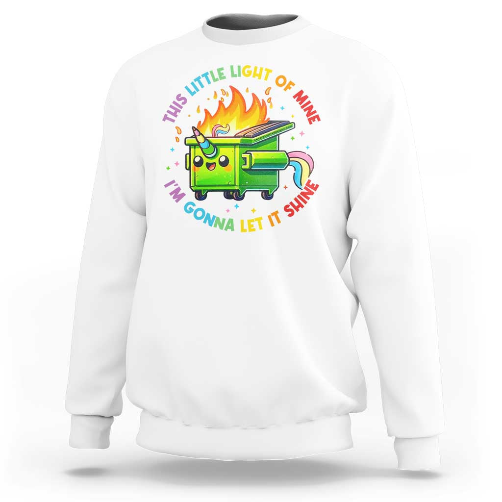 Funny Xmas Dumpster Fire Sweatshirt This Little Light Of Mine Unicorn Rainbow - Wonder Print Shop