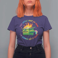 Funny Xmas Dumpster Fire T Shirt For Women This Little Light Of Mine Unicorn Rainbow - Wonder Print Shop