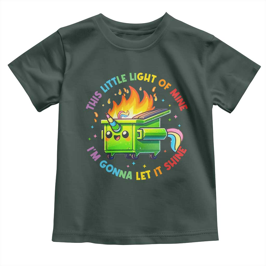 Funny Xmas Dumpster Fire Toddler T Shirt This Little Light Of Mine Unicorn Rainbow