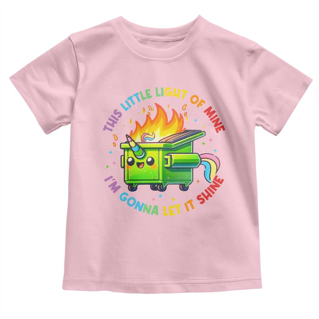 Funny Xmas Dumpster Fire Toddler T Shirt This Little Light Of Mine Unicorn Rainbow