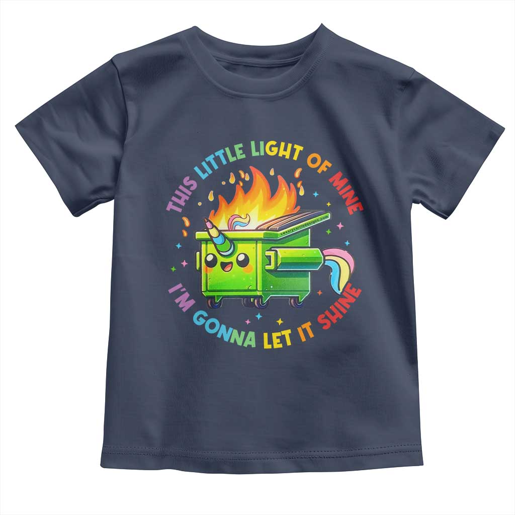 Funny Xmas Dumpster Fire Toddler T Shirt This Little Light Of Mine Unicorn Rainbow